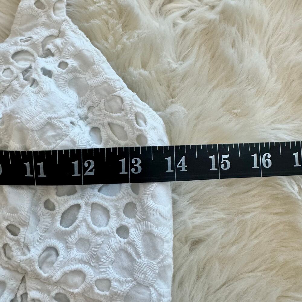 Tori Richard White Eyelet Open Back Halter Mini Dress 0 - Picture 6 of 7